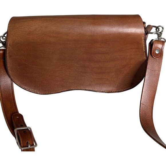 Jagger Vintage Brown Leather Saddlebag Purse With Adjustable Strap & Unique - Picture 4 of 10